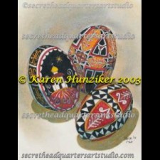 Three Pysanky Grey